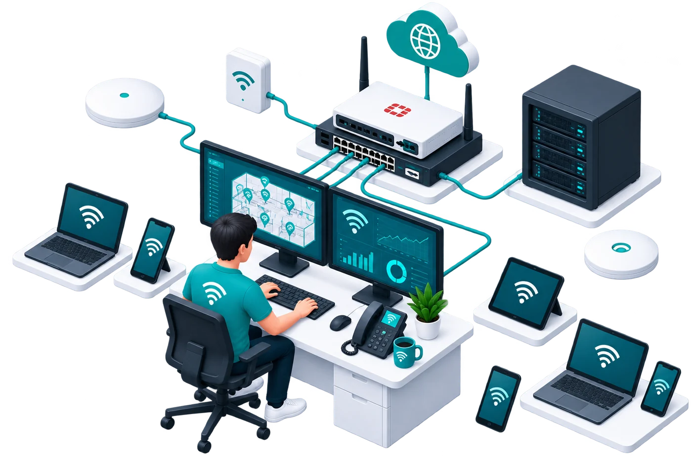 Routeur, switch et borne Wi-Fi